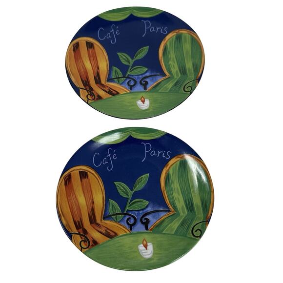 Set of Two Vintage Retired Sango Cafe Paris Oval Salad Plate #4914 - Picture 1 of 5